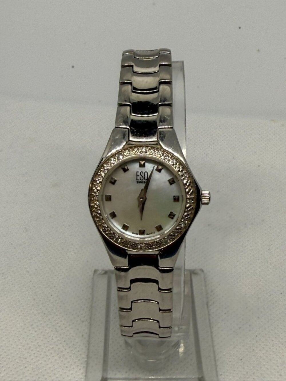 ESQ by Movado MOP Dial Crystal Bezel Stainless Steel Women’s Quartz Watch